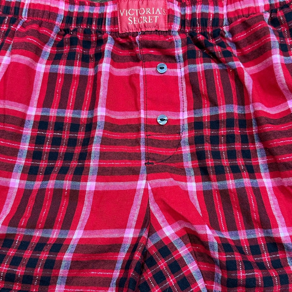 Victoria's Secret Red and Black Plaid Lounge Pants Size Small